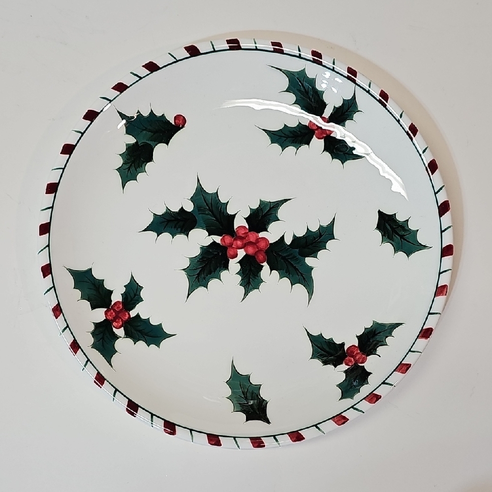 Vintage Lefton Holly Candy Cane Luncheon Plate - 025